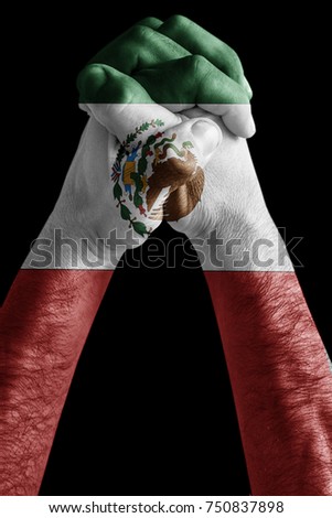 Fist painted in colors of Mexico flag, fist flag, country of Mexico