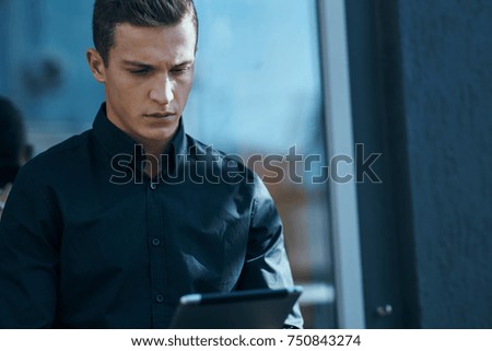 business man on building background                               
