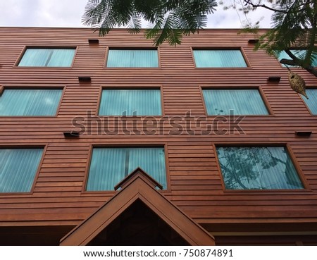 Modern wooden glass house architecture