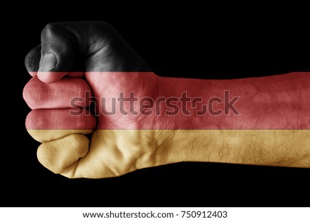 Fist painted in colors of Germany  flag, fist flag, country of Germany 