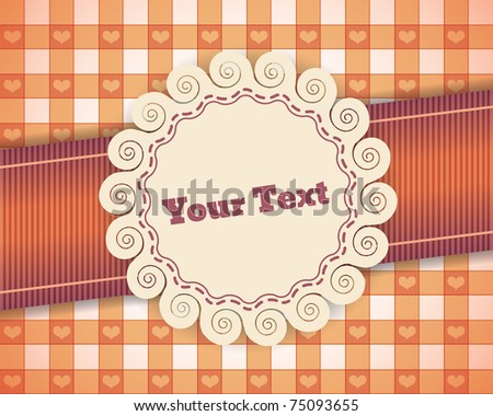 vintage retro vector cute frame on the seamless tablecloth pattern