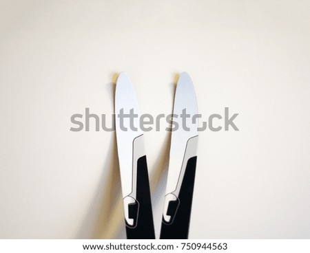 Cross country skis isolated on white background. Calgary, Alberta, Canada.