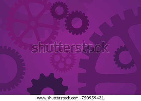 Mechanical gears in purple for industry and process concept.