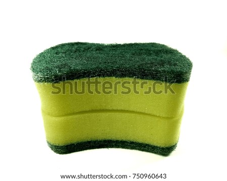 close up of dish washing sponge on white background with cipping.