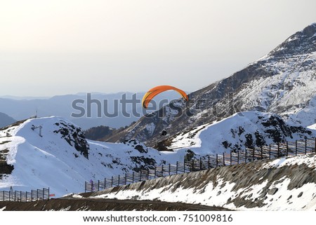 Gorgeous photos of snow-covered mountains sunny bright day at altitude