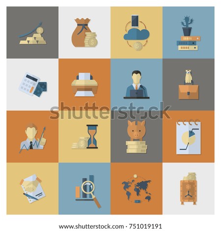 Business and Finance, Flat Icon Set. Simple and Minimalistic Style. Vector