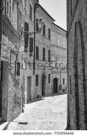 Sant'Elpidio a Mare (Fermo, Marches, Italy): historic town. Black and white