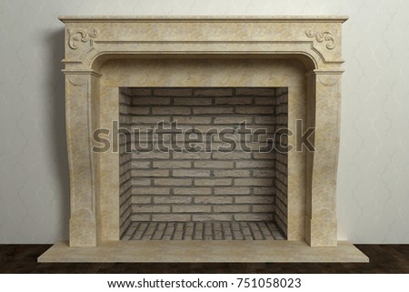 Respectable fireplace at the classical interior