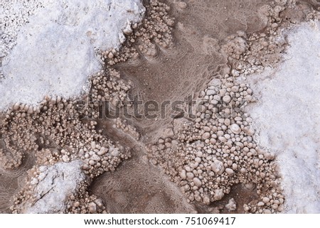 Silica textures in Chile hot spring. Royalty-Free Stock Photo #751069417