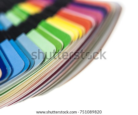 Color guide spectrum swatch samples rainbow on white background
