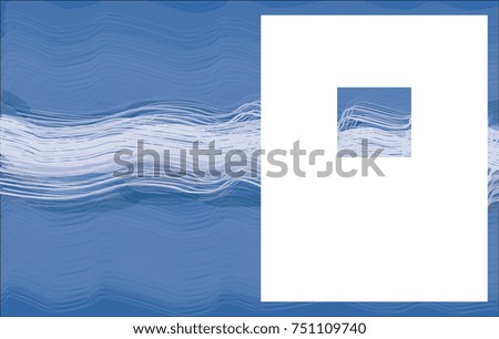 Template of the Book Cover Blue Background with Abstract White Line Textures and White Title Front Page