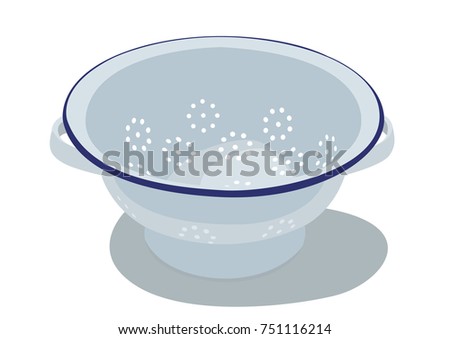 Colander realistic vector illustration isolated blue