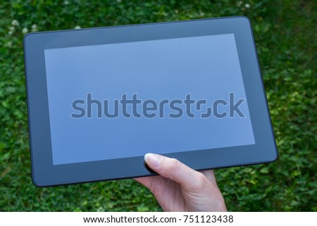 Display of a tablet with a blank screen for further processing