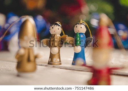 Colorful toys on Christmas background
