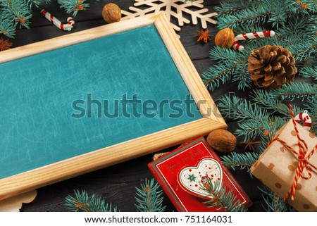 Christmas wooden background with Christmas decoration