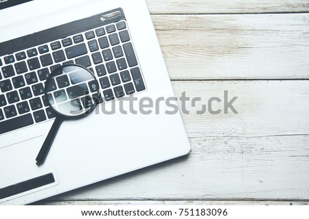 Concept For Searching On Internet, Magnifier On Computer Keyboard