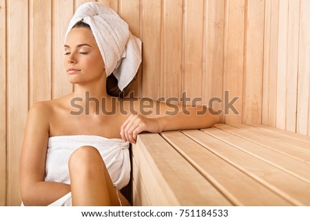 Woman In the Sauna Royalty-Free Stock Photo #751184533