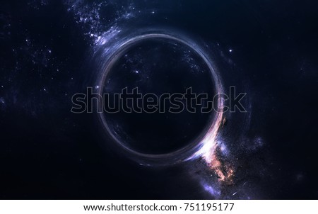 Black hole. Science fiction wallpaper. Elements of this image furnished by NASA Royalty-Free Stock Photo #751195177