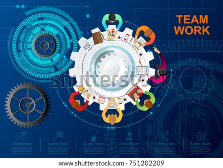 Business meeting and brainstorming. Idea and business concept for teamwork. Vector illustration info graphic template with people and team.