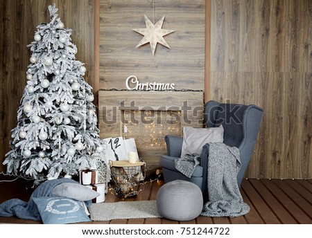New Year Decor. New-year photo studio. Christmas decorations.