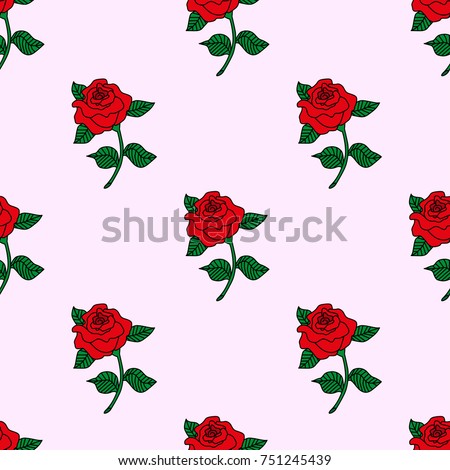 Abstract seamless rose pattern for girls or boys. Creative vector background with rose, flower, red. Funny wallpaper for textile and fabric. Fashion rose pattern style. Colorful bright picture
