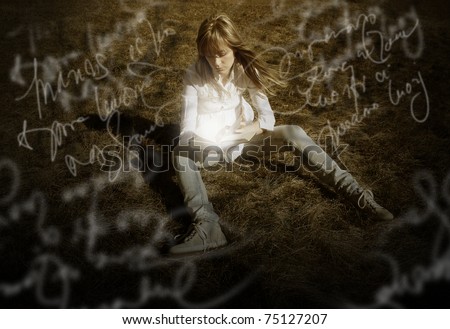 Young woman read a book / Nostalgic background
