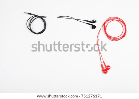 colorful earphone on white background.