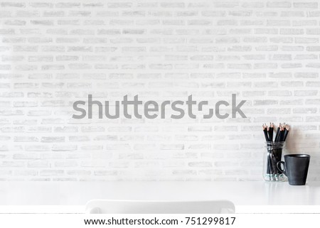 White workspace desk with coffee cup. copy space for products or graphic montage.