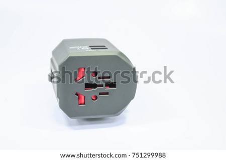 Universal traveler adapter plug isolated on white background