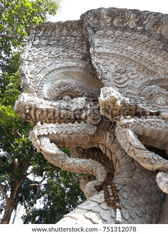 Art in Phu Khua Temple In Chiang Saen District, Thailand