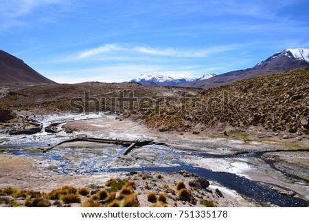 Mountain stream in Chilean Atacama Andes. Royalty-Free Stock Photo #751335178