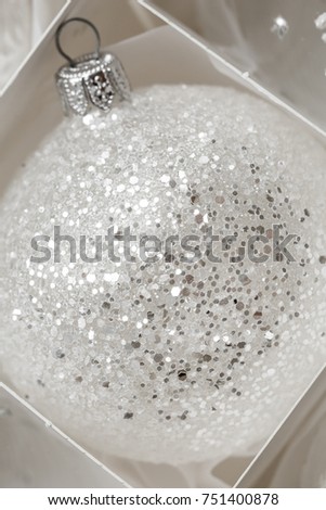 white bauble with sparkles