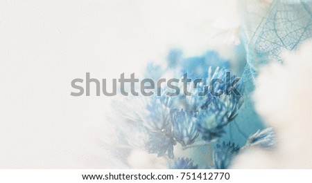 weed flowers in vintage color style on mulberry paper texture for background