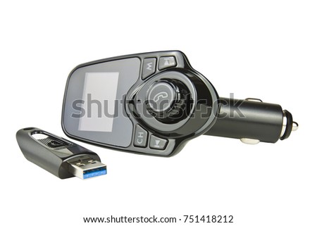 Car FM Transmitter with USB input Royalty-Free Stock Photo #751418212