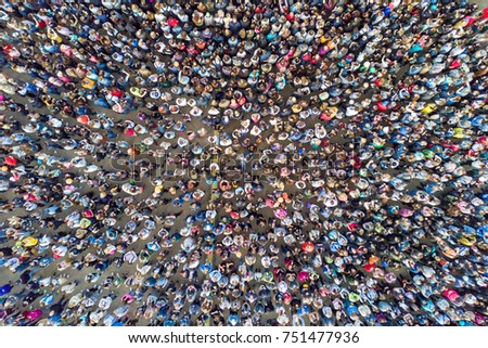 Top view of the crowd of people at the Holly Colors Festival Royalty-Free Stock Photo #751477936
