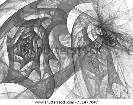 Monochrome abstract fractal illustration. Grayscale background. Design element for book covers, presentations layouts, title and page backgrounds. Digital collage. Raster clip art.
