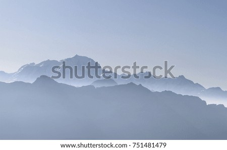 Mountains french alps with Mont-Blanc, Chamonix