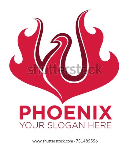 Phoenix bird or fantasy eagle logo template for security or innovation company.