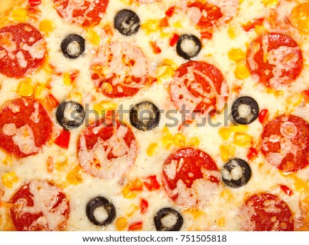 Pepperoni pizza shot from above