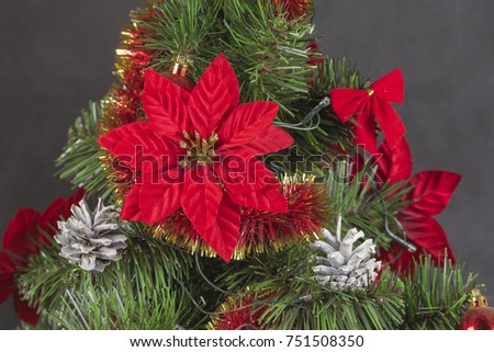 Detail view of Christmas tree decorations