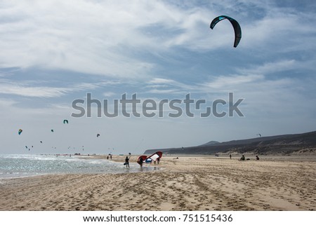 Kite surfing, Fuerteventura, Sotavento, Canary Island, Spain
