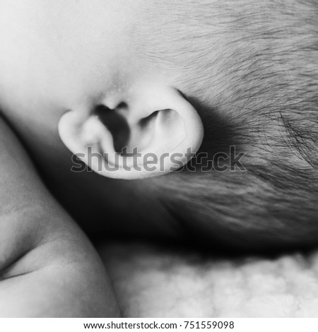 Baby ear black and white details