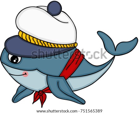 Cute whale with sailor hat
