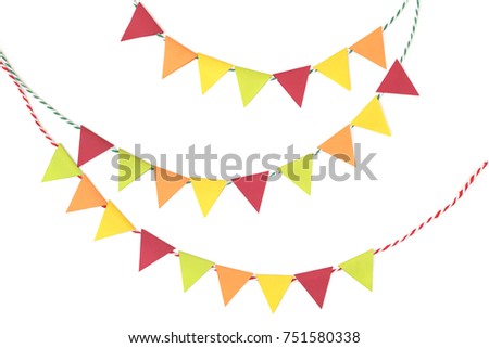 Thanksgiving bunting paper cut on white background - isolated