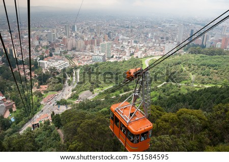 Bogota's cable car. With a view to the city center. Colombia  Royalty-Free Stock Photo #751584595
