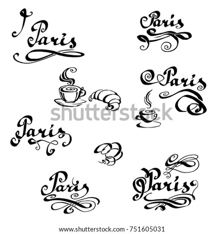 lettering, drawing vector Paris