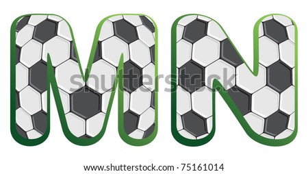 M, N, Alphabet Football - Soccer Type -