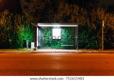 bus stop shelter at night