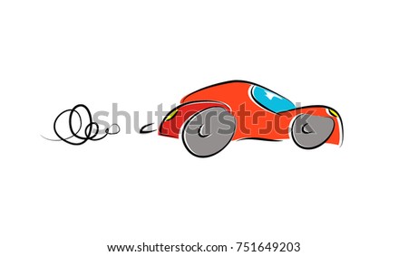 Car child drawing. Vector