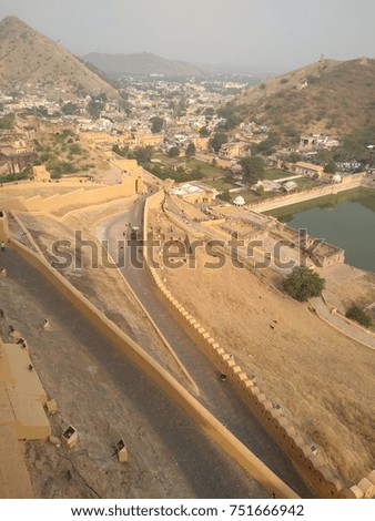 Amer Fort is the Palace in Jaipur, Rajasthan, India. This picture is captured from on of the window of the fort from where the Queen use to see the King's arrival to the fort after the war.